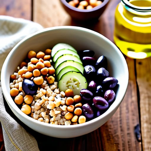 The Mediterranean Harvest Bowl with fresh ingredients.