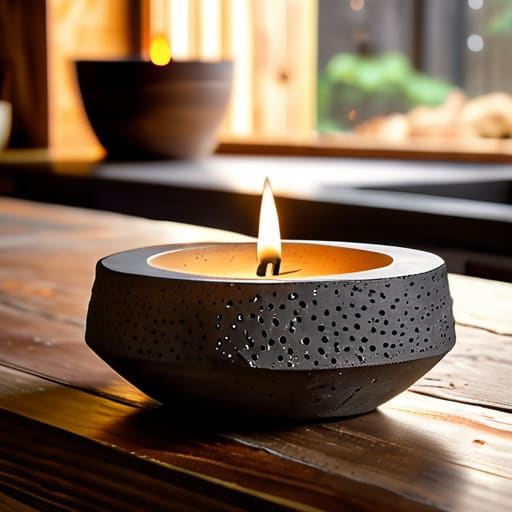 Handmade concrete artisanal candle vessels.
