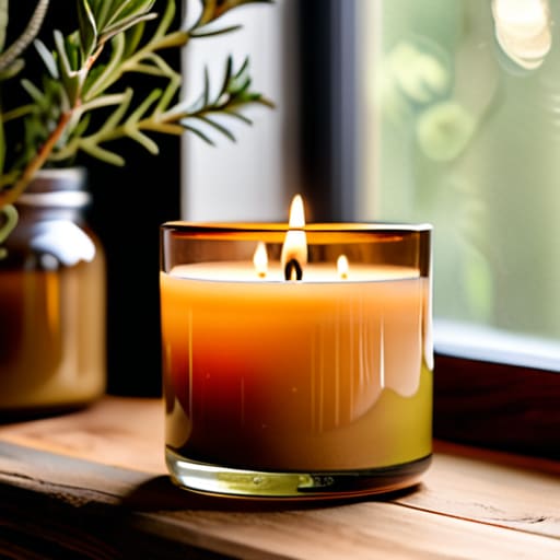 Hand-Poured Herb Infused Candles with rosemary.