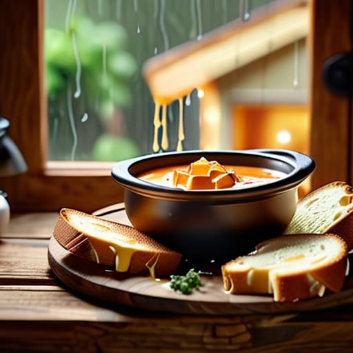 Rustic Tomato Basil Soup with Grilled Cheese Croutons