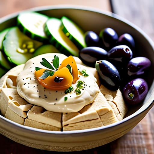 Healthy Mediterranean Mezze Plate snack lunch.