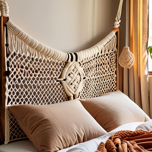 Bohemian Macramé Dreams woven headboard decor.
